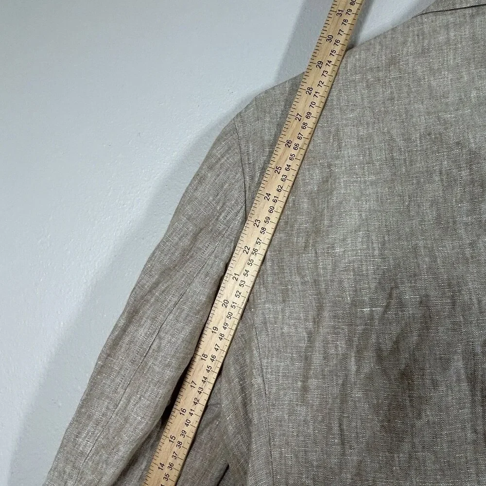 Cremieux Sport Coat Mens L 38 Beige Linen Lightweight Summer Jacket Floral Lined